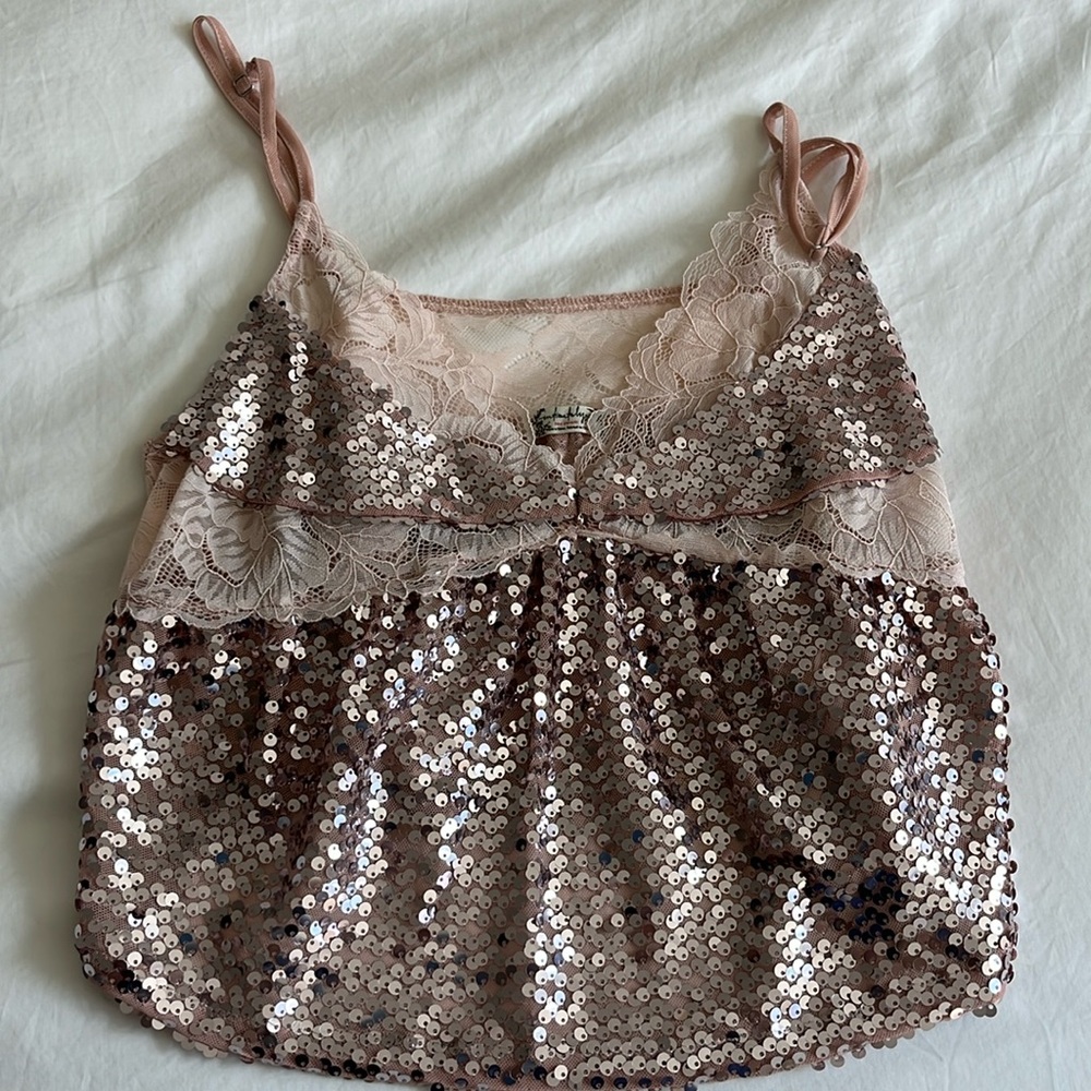 Free People Pink Rhythm Sparkle Top
